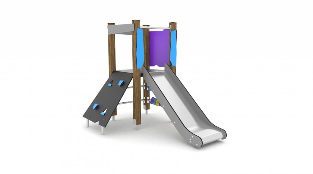 Timber Play Unit with Slide