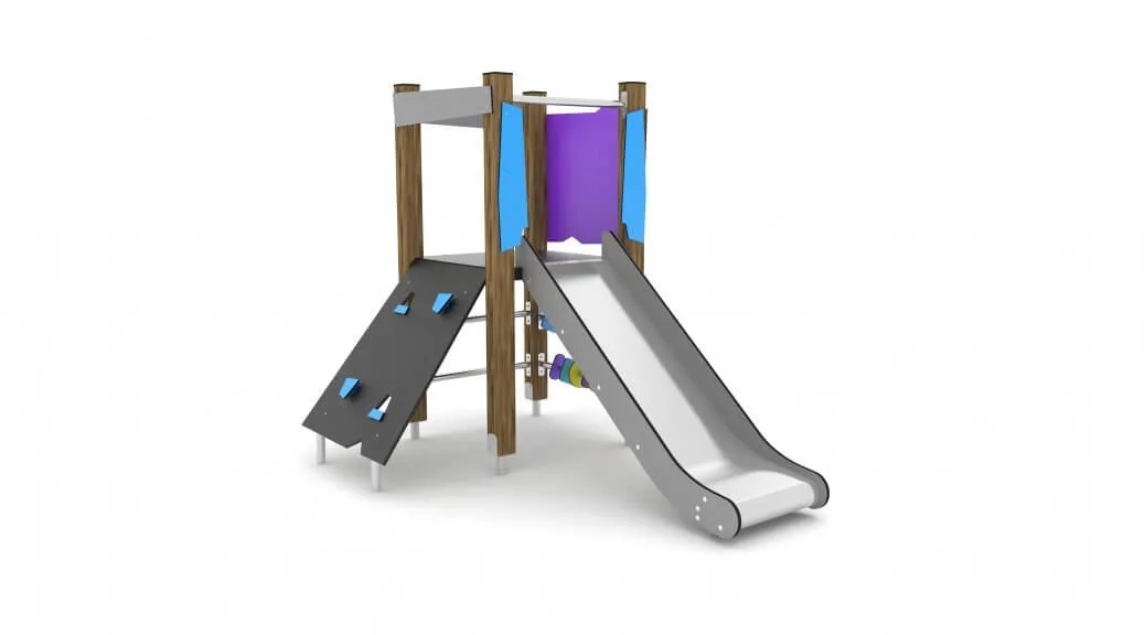 Timber Play Unit with Slide