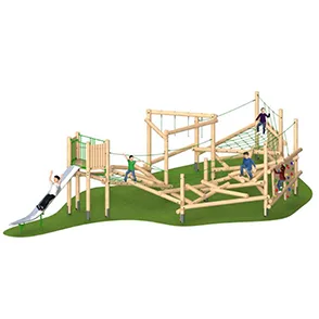 Wooden Climbing frame trail with slide thumbnail