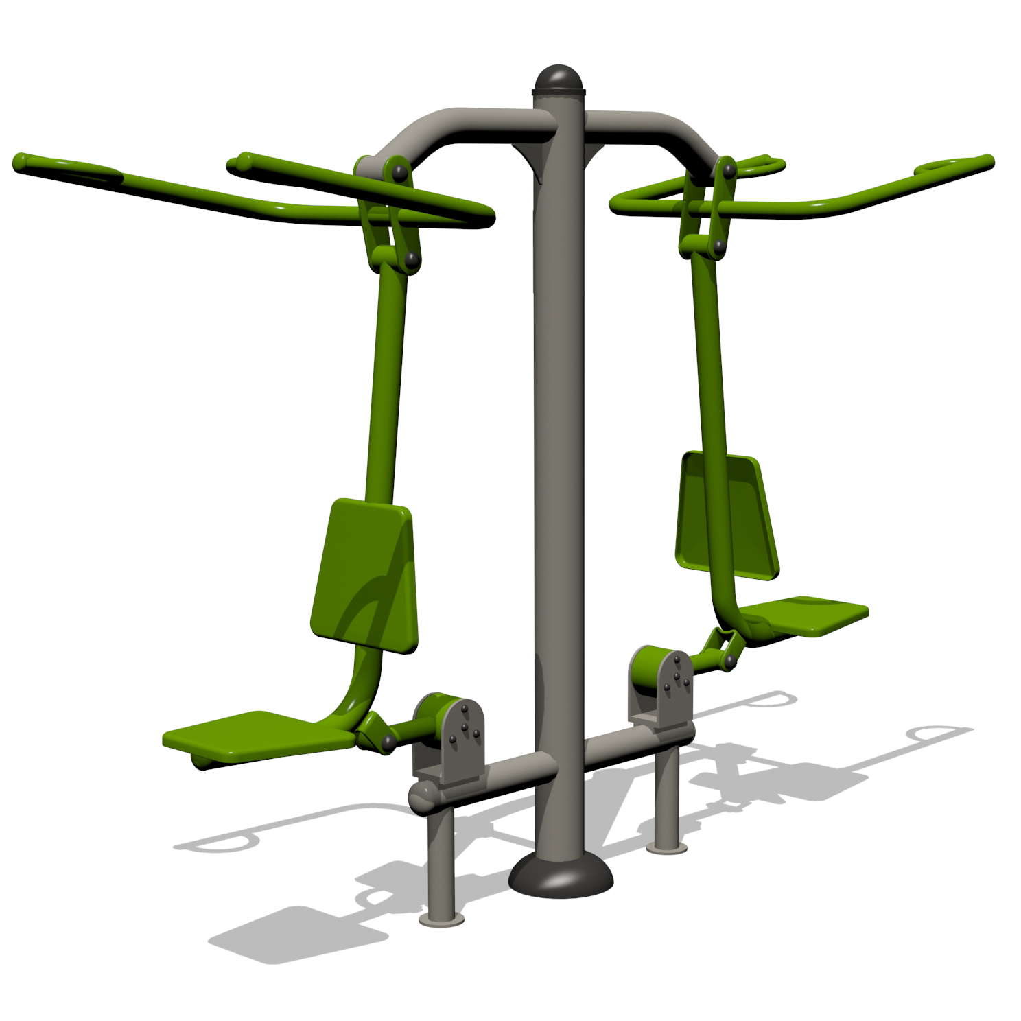 Lat pull outdoor gym equipment in green and silver for parks
