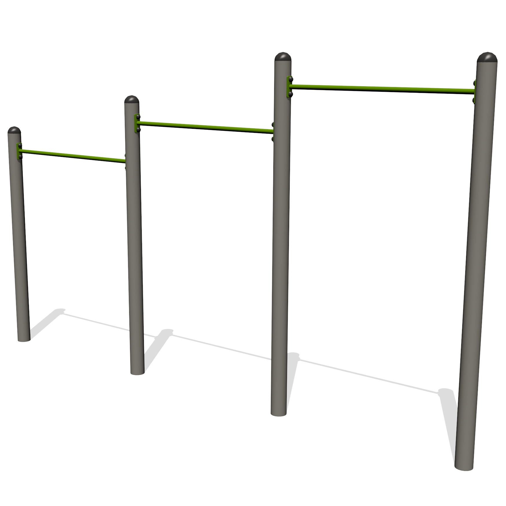 Outdoor horizontal bars for pull ups and chin ups in park fitness areas