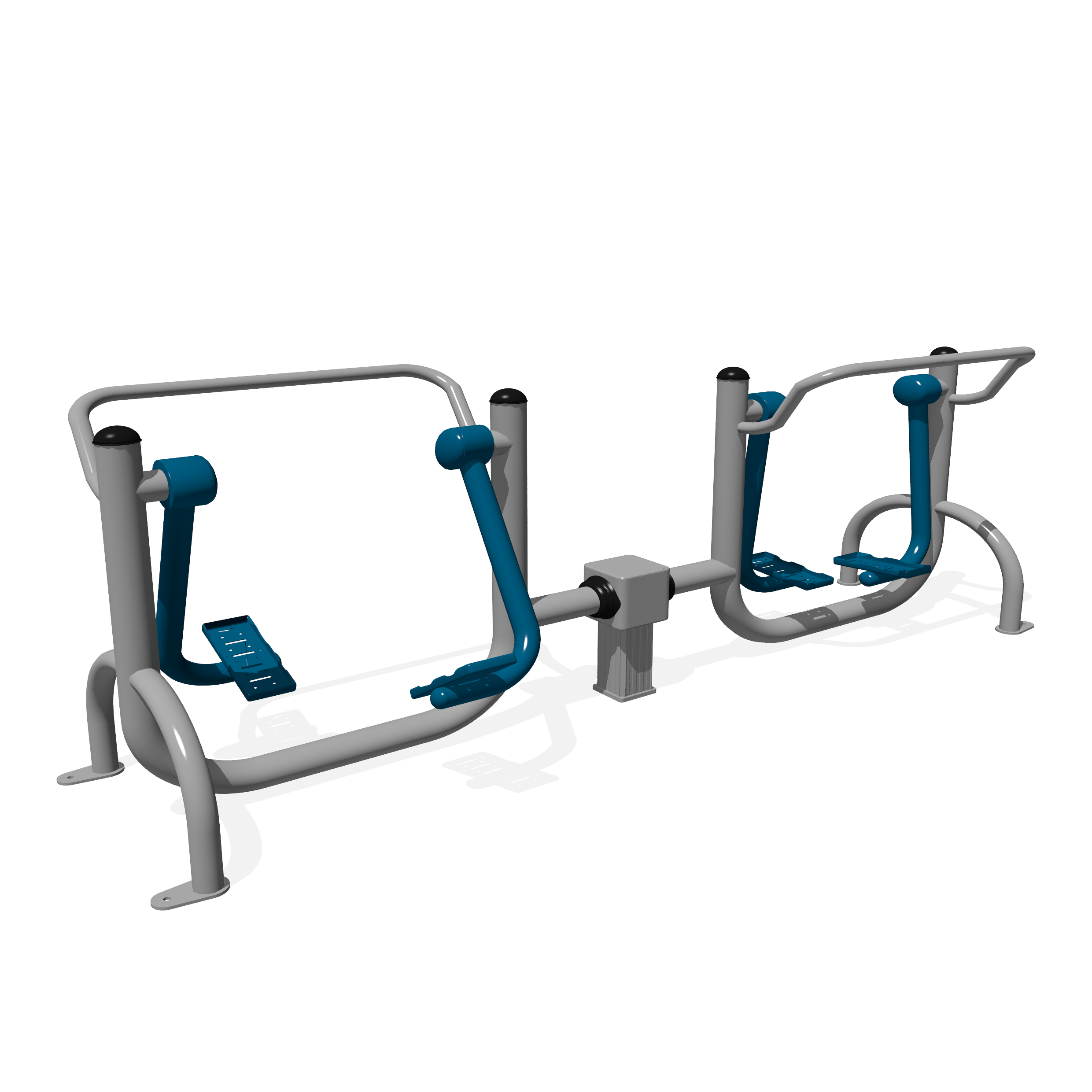 Air Walker Duo outdoor gym equipment for parks and public spaces in blue and grey, double user cardio fitness machine