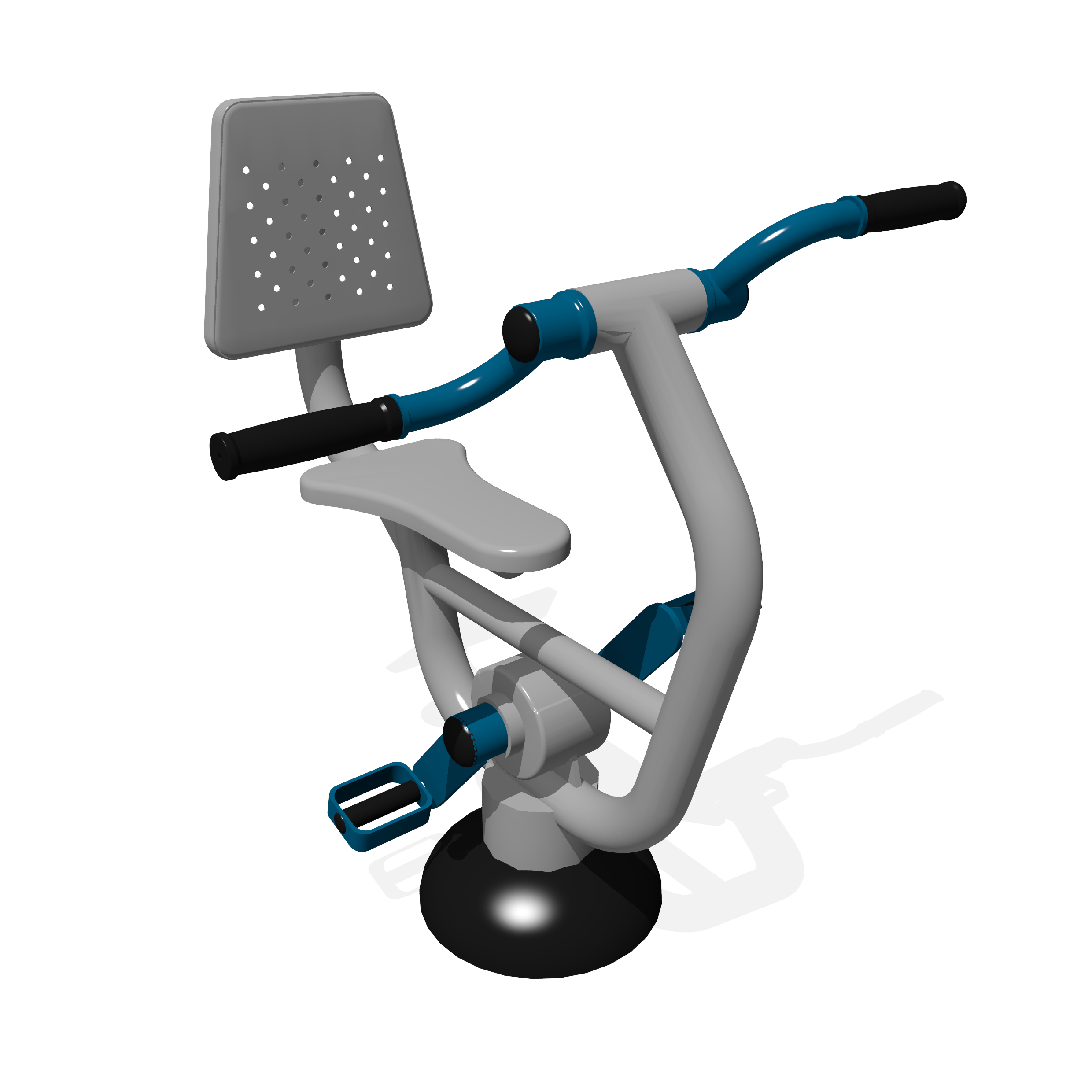 Arm Bike outdoor gym equipment in blue and silver with rotating handles and pedals for full body cardio exercise