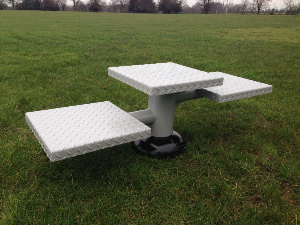 Cardio Boxes outdoor gym equipment with three step platforms installed on grass for lower body cardio training