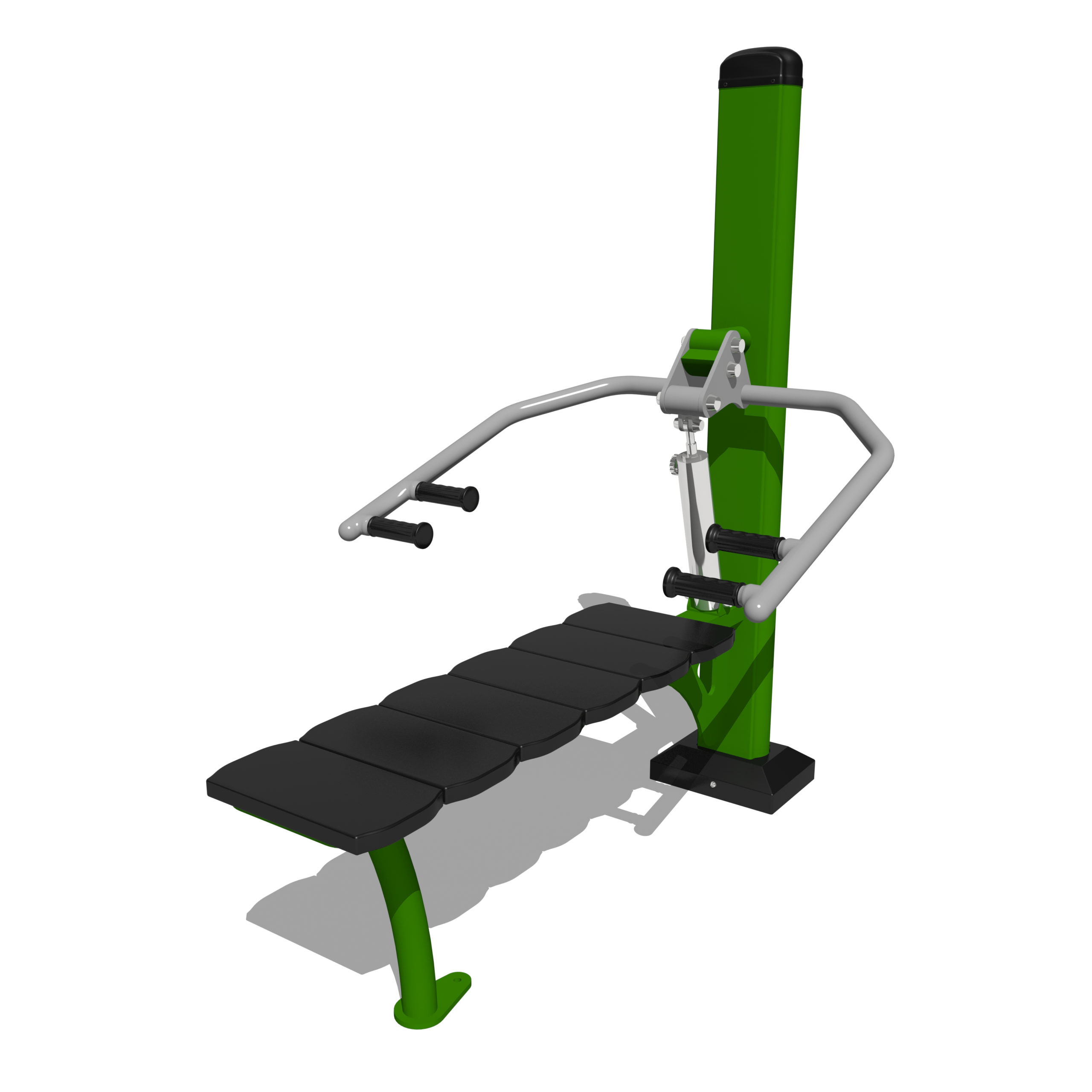 Outdoor hydraulic bench press for shoulder and arm training in park fitness areas