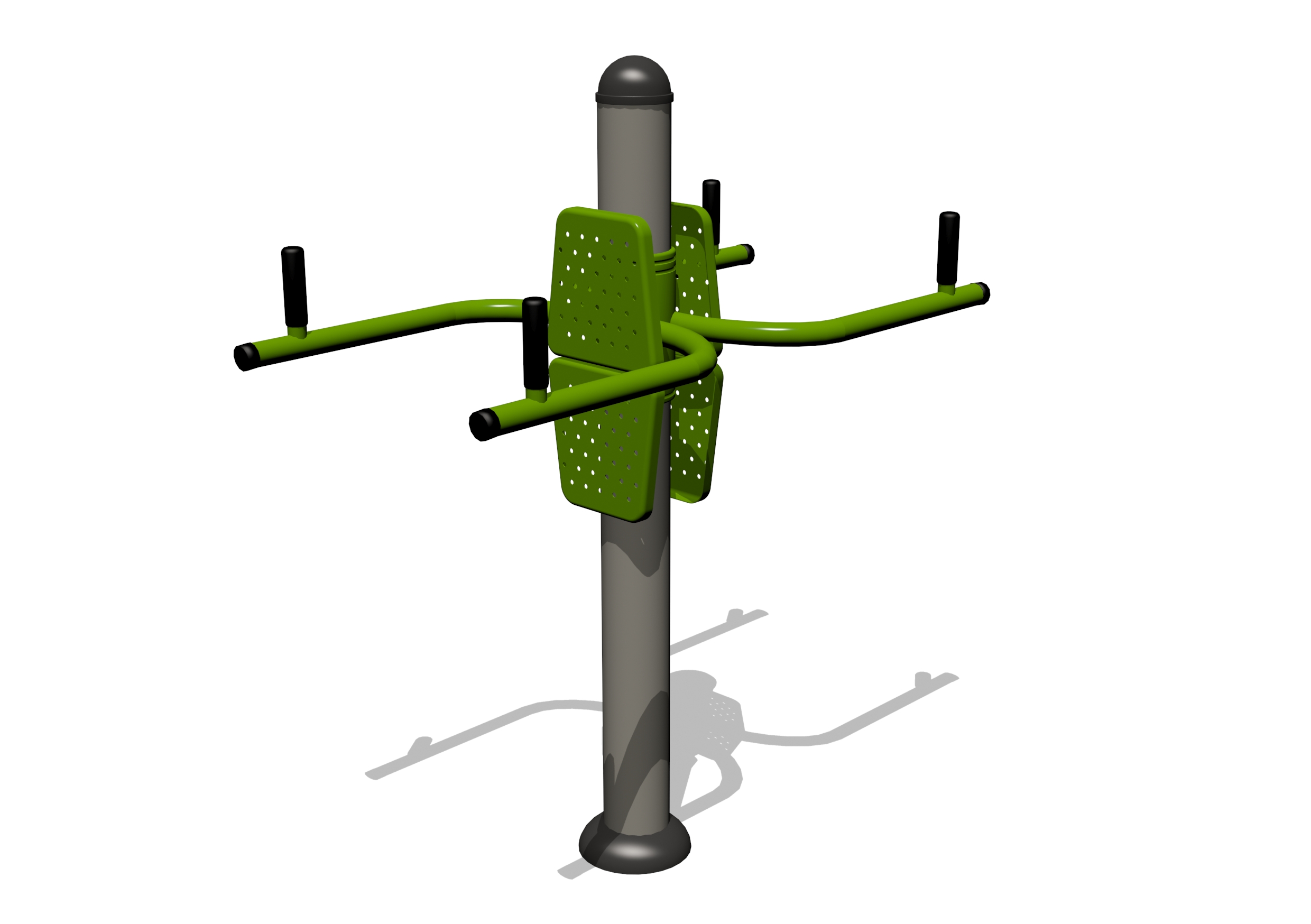 Leg rise outdoor gym equipment in green and silver for parks and spaces