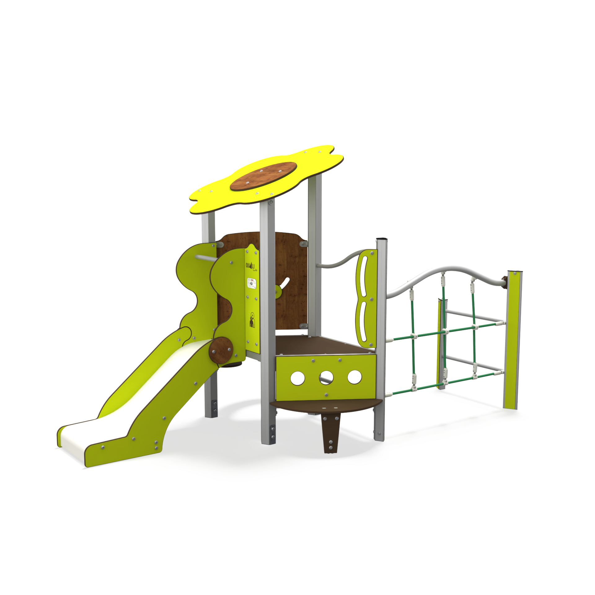 Baby playhouse multiplay unit with low platforms, slides and sensory panels BA 06-1004