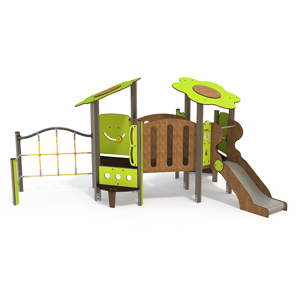Baby playhouse multiplay unit with low platforms, slides, and sensory panels BA 06-2006