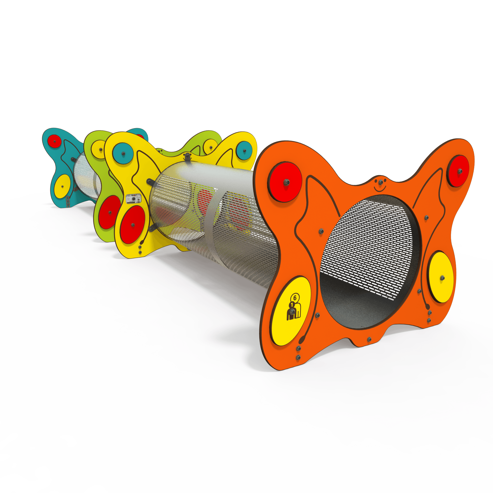 The BA 06-0420 baby playhouse multiplay unit is designed for ages 1–3 years, featuring low-level platforms, slides, and engaging sensory panels for early development and fun.