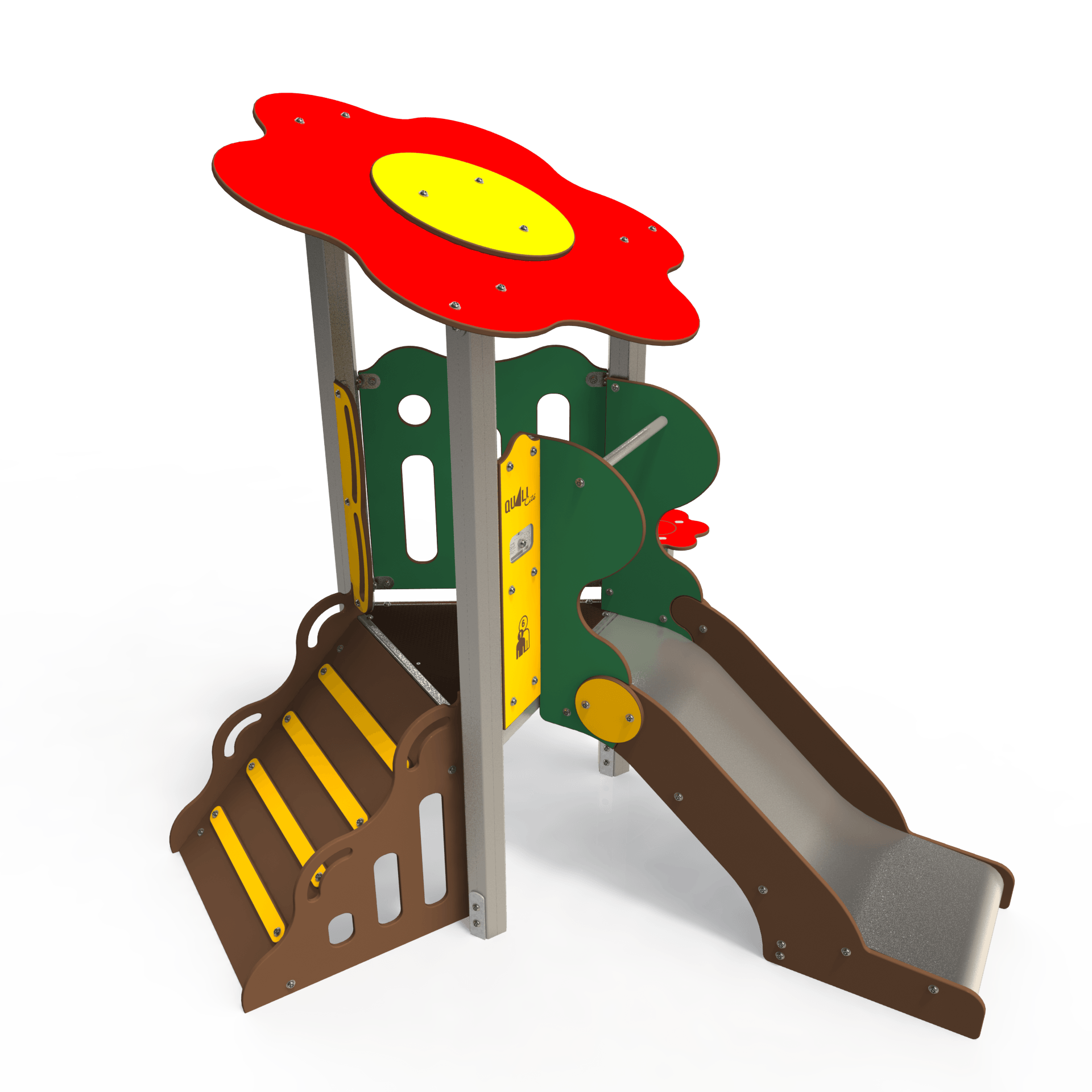 The BA 06-1006 baby playhouse multiplay unit is designed for ages 1–3 years, featuring low-level platforms, slides and sensory panels to encourage early play and development in a safe environment.