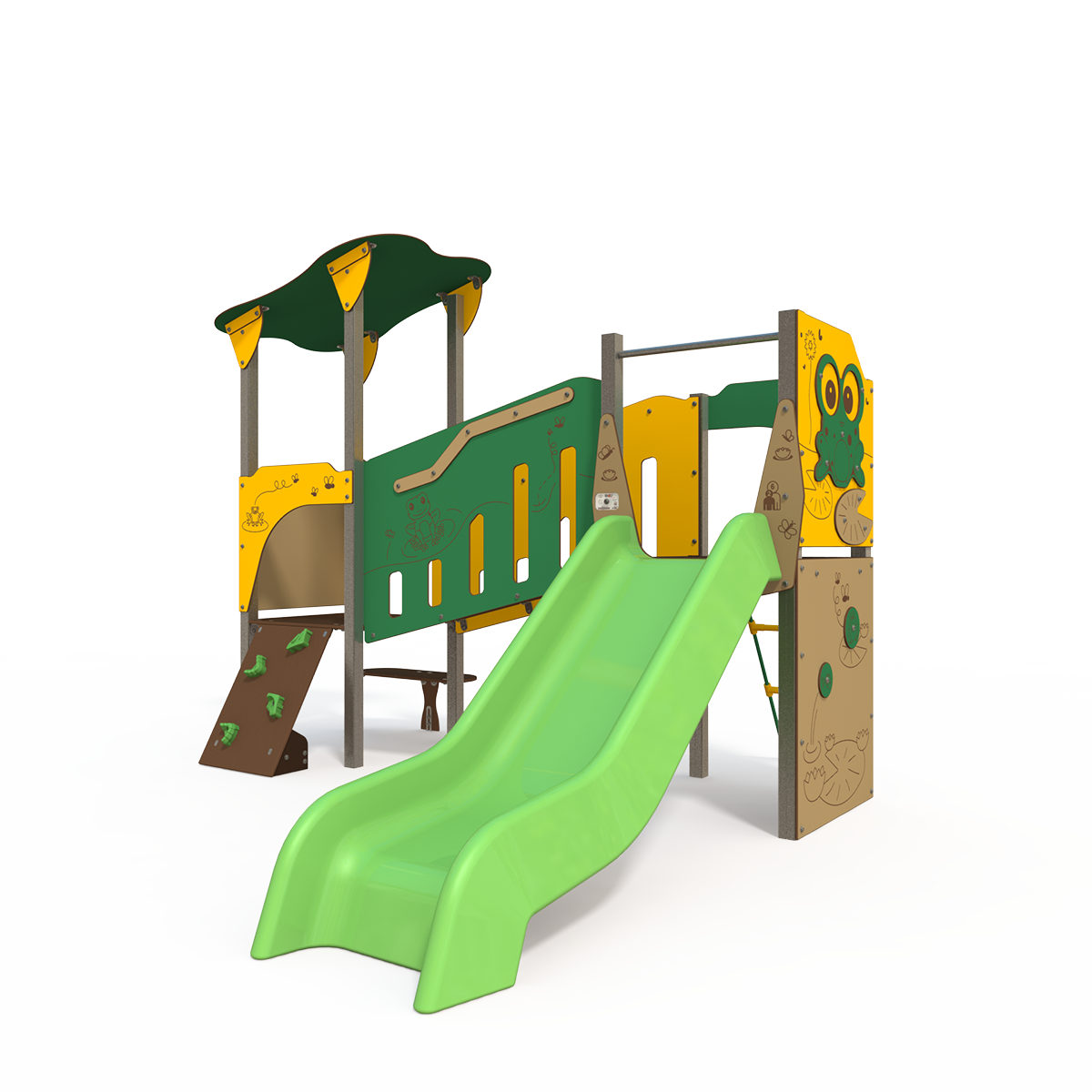 frog-themed steel multiplay unit CO 09-2005 for children aged 3–12 years