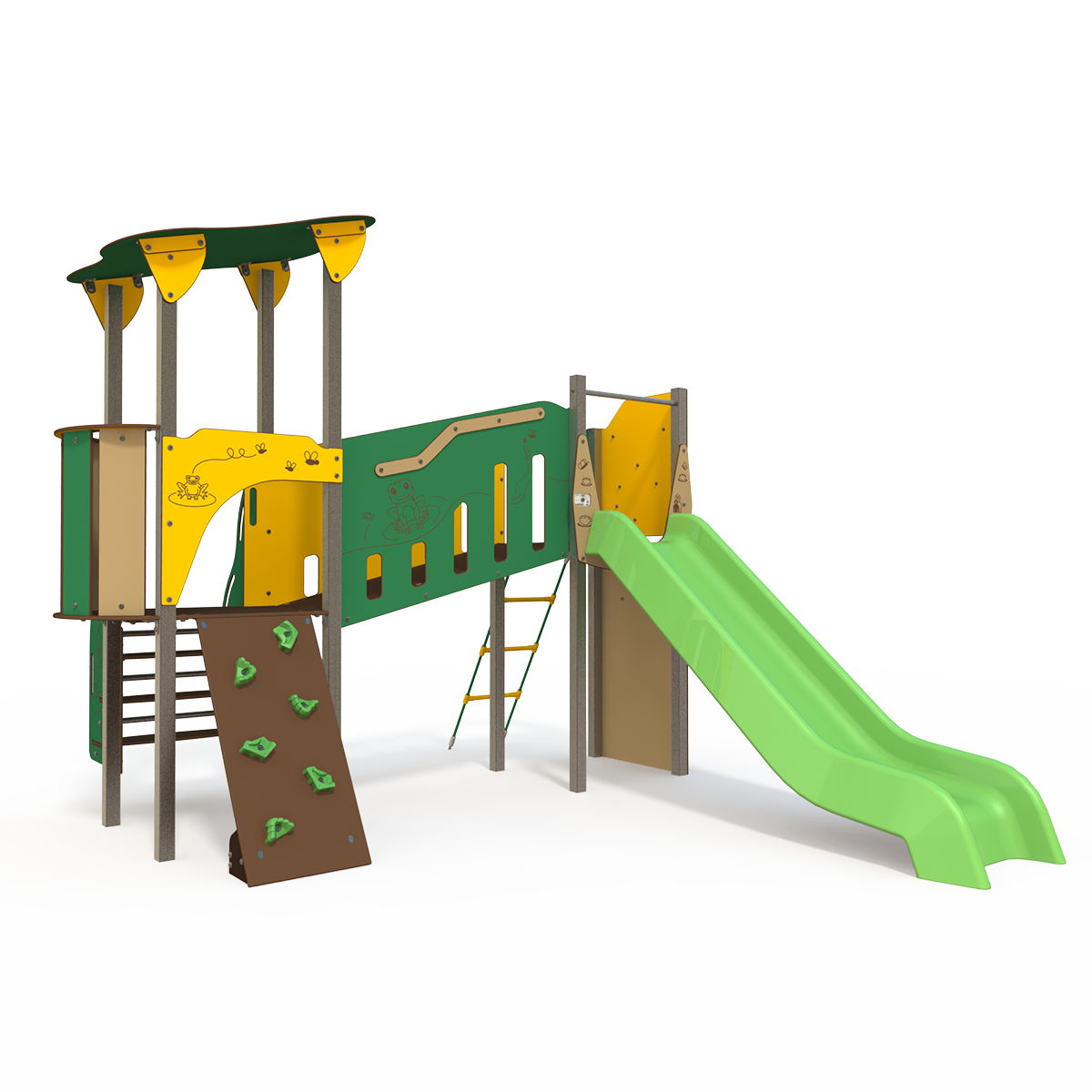 frog-themed steel multiplay unit CO 12-2009 for children aged 3–12 years
