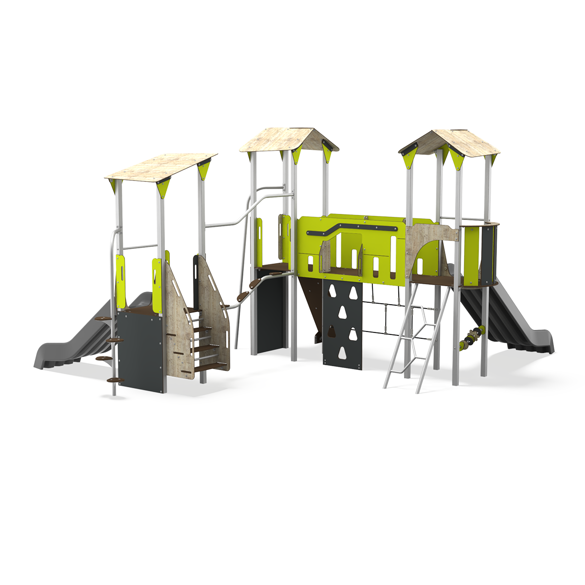steel multiplay unit with HDPE panels CO 12-3004-X29 for children aged 3–14 years