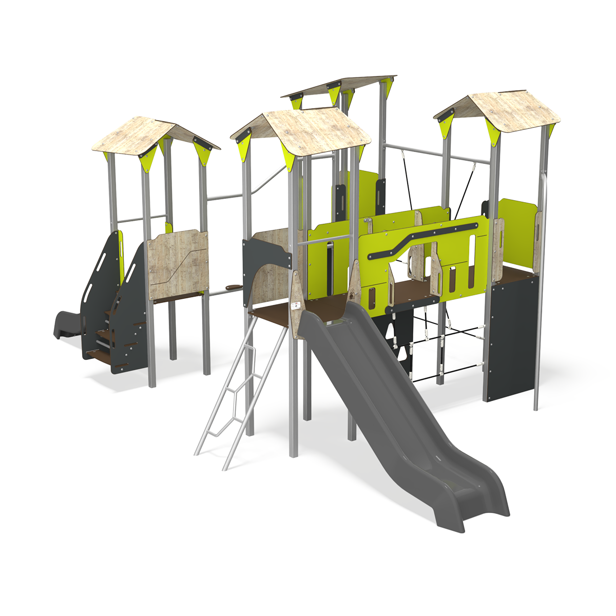 steel multiplay unit with HDPE panels CO 12-4001-X29 for children aged 3–14 years