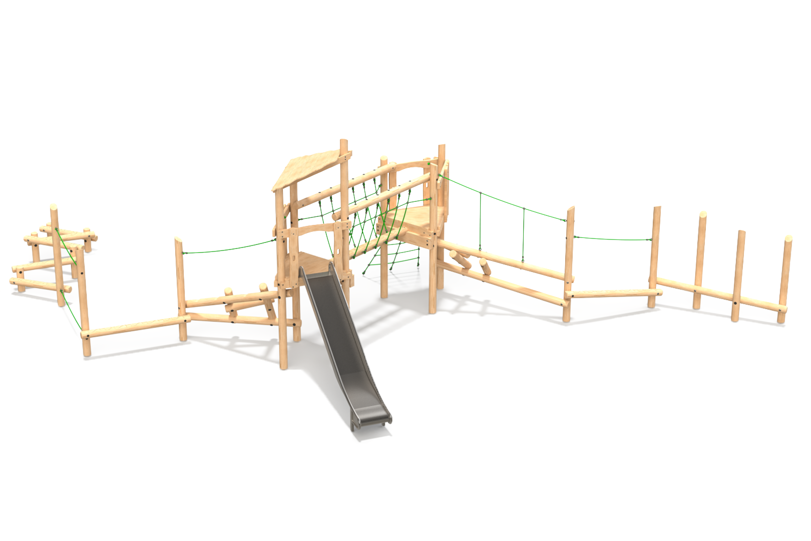 Double-deck timber multiplay tower with climbing and slide options Alpine Tower - Double Deck Unit 4