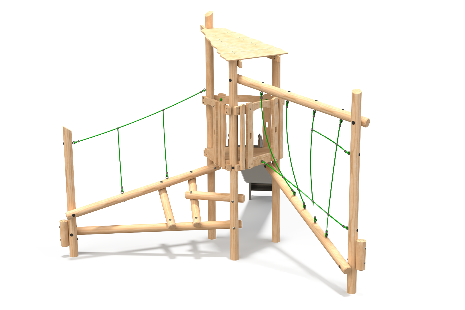 Single-deck timber tower with climbing and balance elements Alpine Tower - Single Deck Unit 2