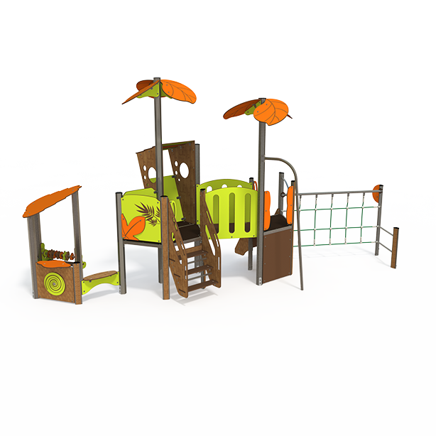 Balance and climbing multiplay unit EQ 09-2001 with beams, climbing features and activity panels