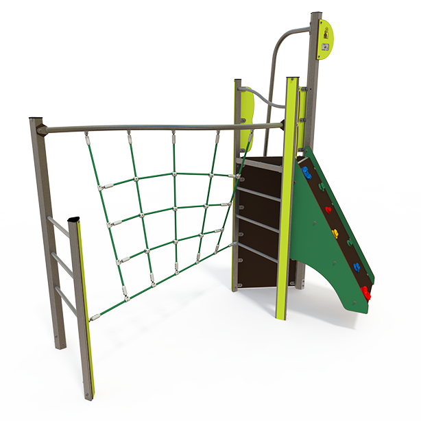 Balance and climbing multiplay unit with beams and activity panels EQ 15-1012