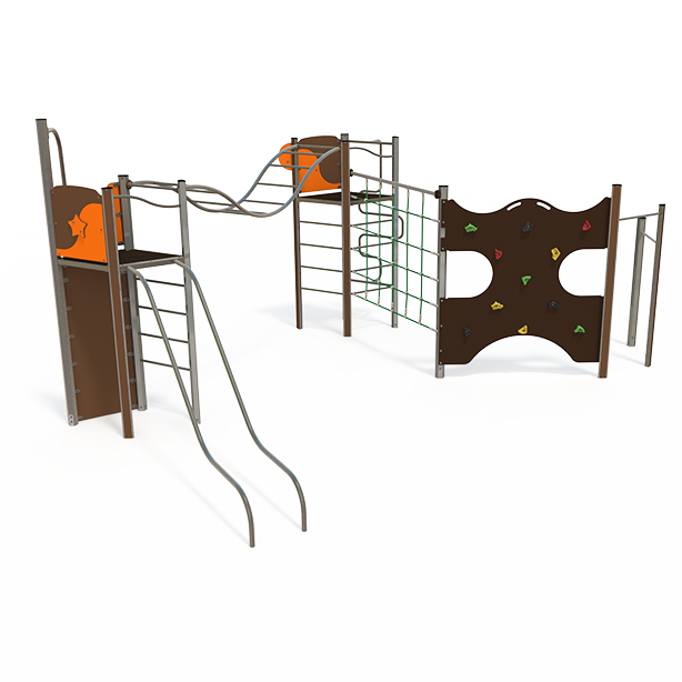 Balance and climbing multiplay unit with beams and activity panels EQ 18-2015