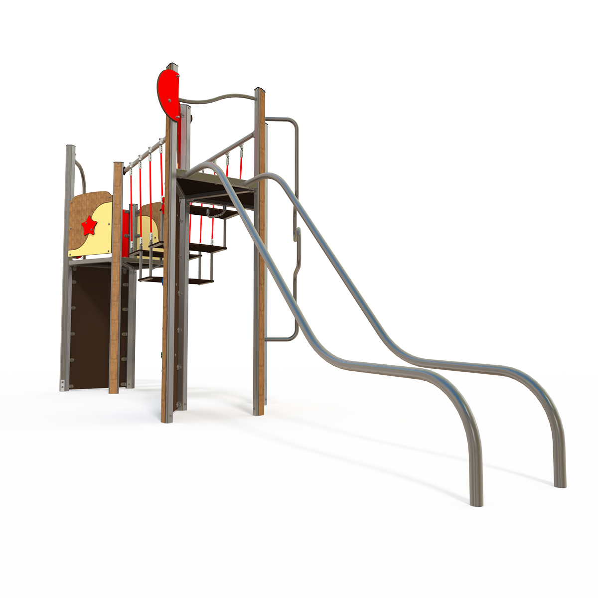 Balance and climbing multiplay unit with beams and activity panels EQ 18-2016