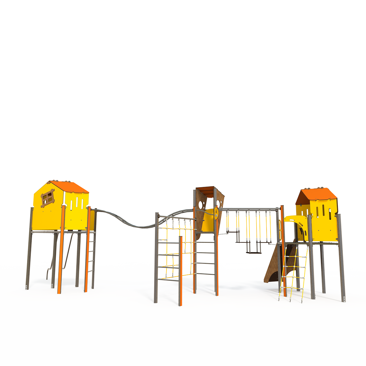 Balance and climbing multiplay unit with beams and activity panels EQ 18-3018