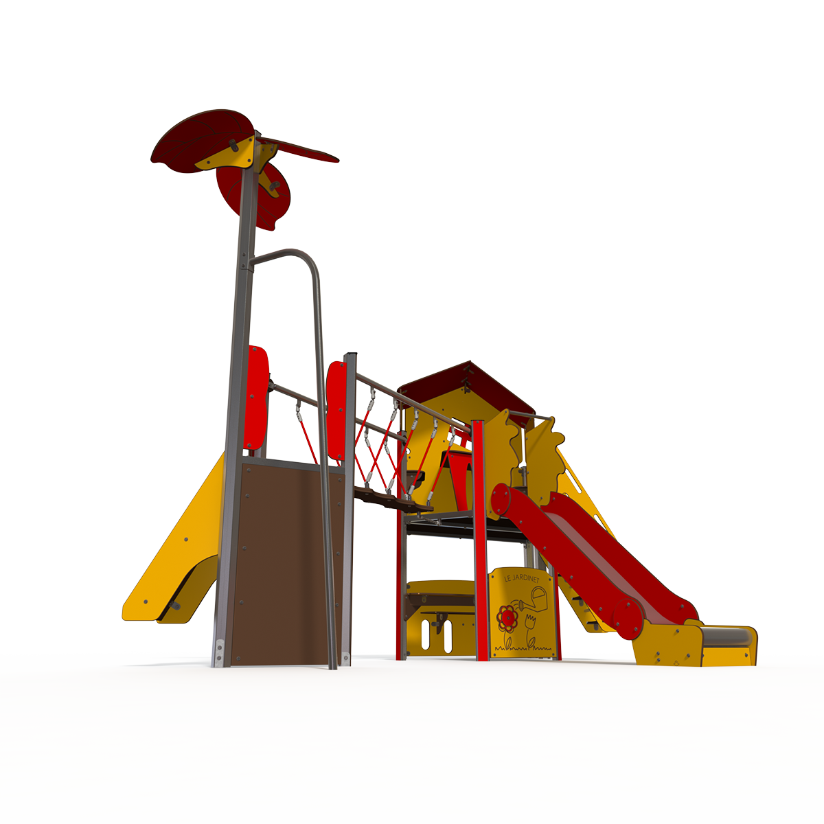 Maxi steel multiplay unit with slides, climbing walls, and activity panels MA 12-2030
