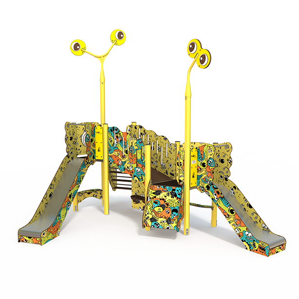 Maxi steel multiplay unit with slides, climbing walls, and activity panels MA 12-2068
