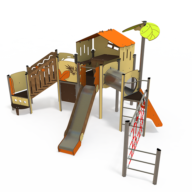 Maxi steel multiplay unit with slides, climbing walls, and activity panels MA 12-3015
