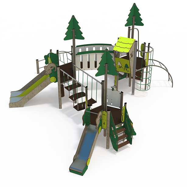 Maxi steel multiplay unit with slides, climbing walls and activity panels MA 12-3049
