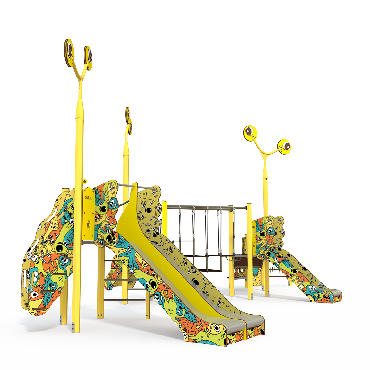 Maxi steel multiplay unit with slides, climbing walls, and activity panels MA 12-4013