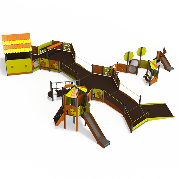 Maxi steel multiplay unit with slides, climbing walls, and activity panels MA 12-5006