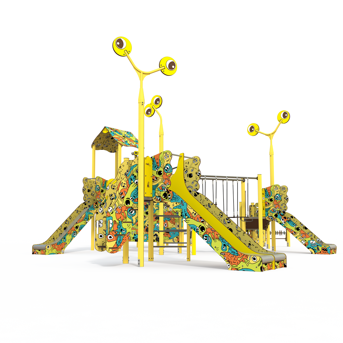 Maxi steel multiplay unit with slides, climbing walls and activity panels MA 12-5007