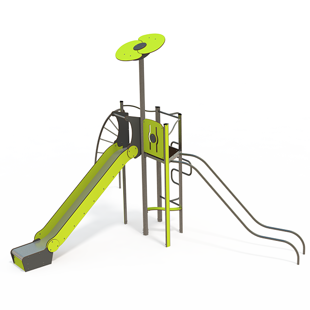 Mega steel multiplay unit with slides, climbing walls and rope features ME 18-1009