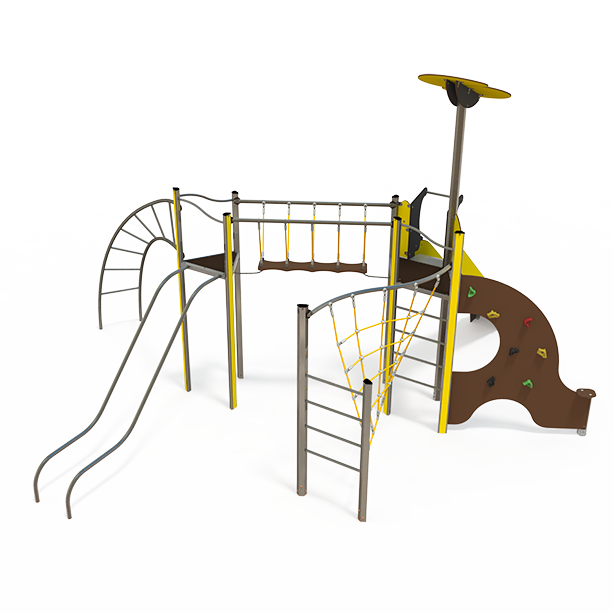 Mega steel multiplay unit with slides, climbing walls, and ropes ME 18-2004