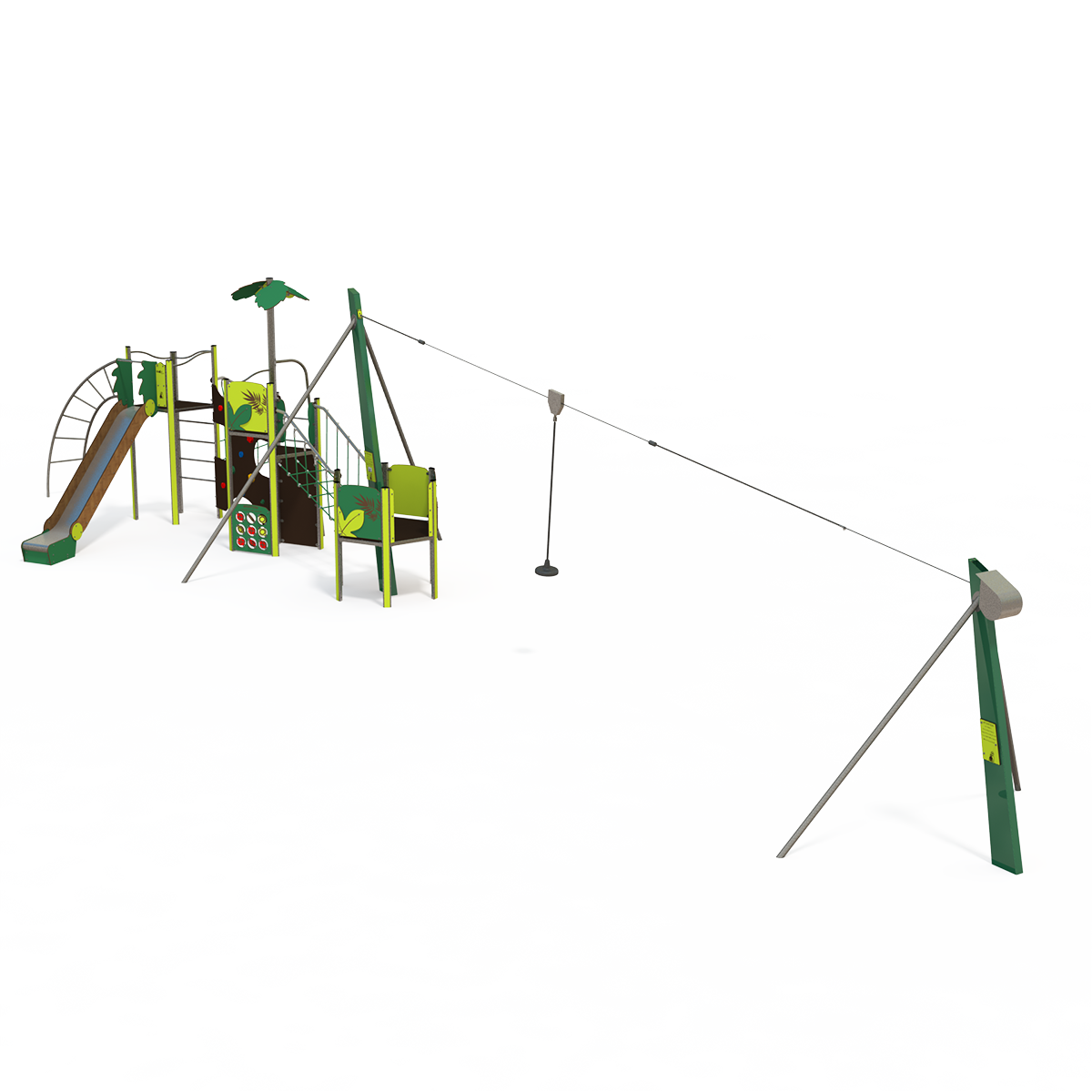 Mega steel multiplay unit with slides, climbing walls, and rope features ME 18-3039