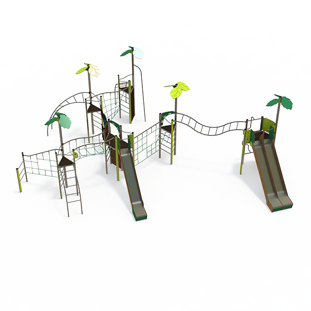 Mega steel multiplay unit with slides, climbing walls and ropes ME 18-6002 for ages 3 to 14