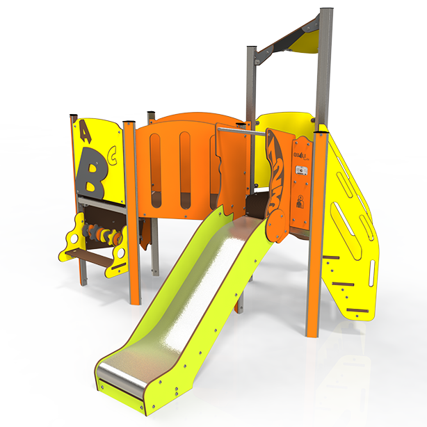 Mini steel multiplay unit with slides and climbing panels for ages 2-6 MI 09-2001