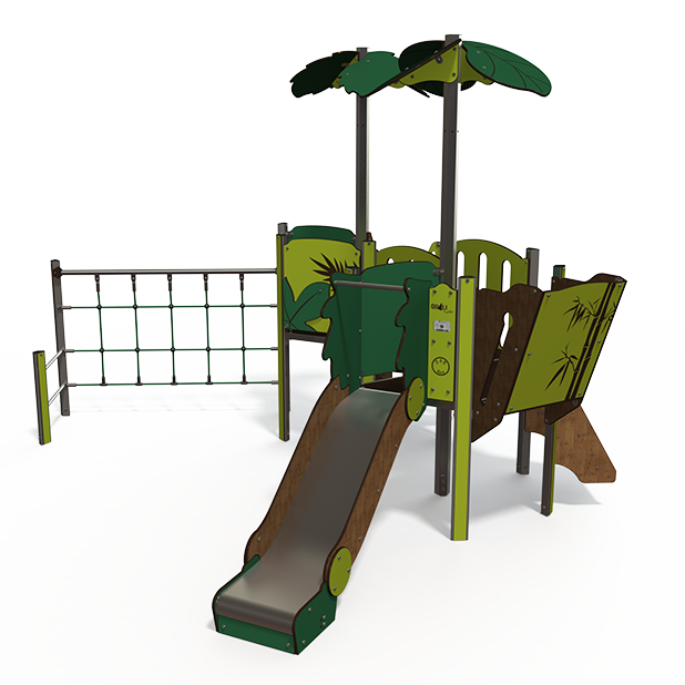 Mini steel multiplay unit with slides and climbing panels for ages 2-6, product code MI 09-2007
