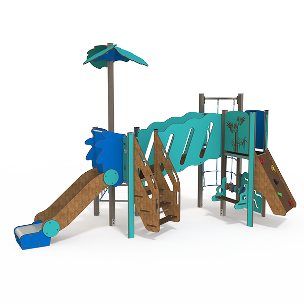 Mini steel multiplay unit with slides and climbing panels for ages 2 to 6 MI 09-2008