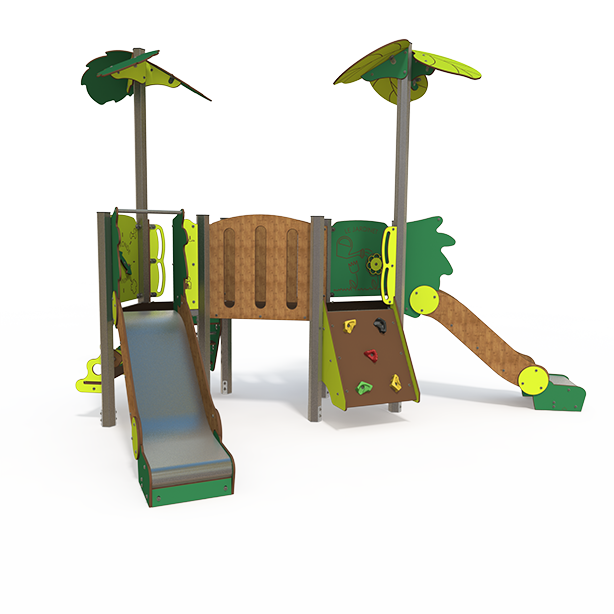 Mini steel multiplay unit with slides and climbing panels for ages 2–6 MI 09-2032
