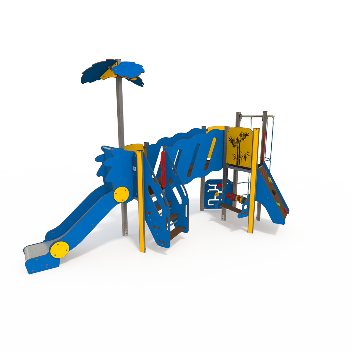 Mini steel multiplay unit with slides and climbing panels for ages 2–6 MI 09-2045