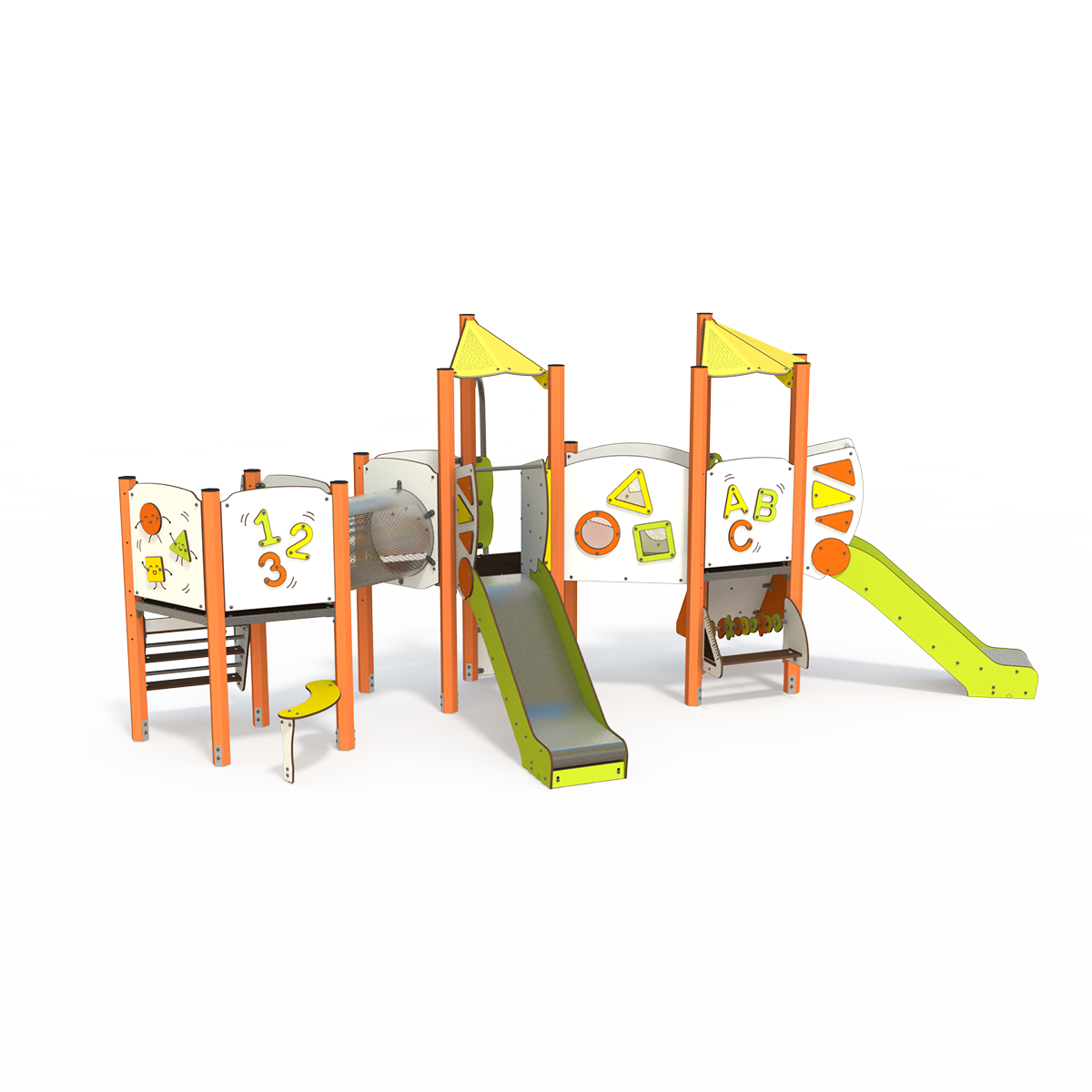 Mini steel multiplay unit with slides and climbing panels for ages 2–6 years MI 09-3004