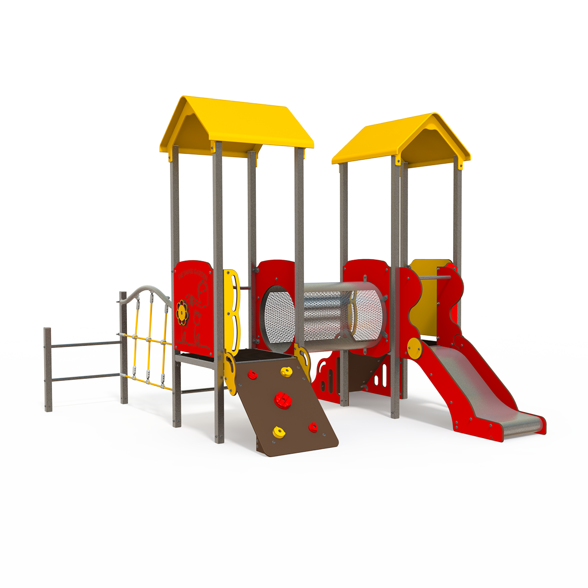 Osmoz steel multiplay unit with slides and climbing activities for ages 3-12, product code OS 06-2002