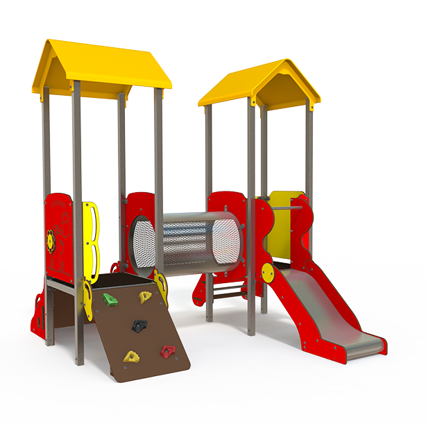 Osmoz steel multiplay unit with themed panels, slides, and climbing activities for ages 3–12 OS 06-2004