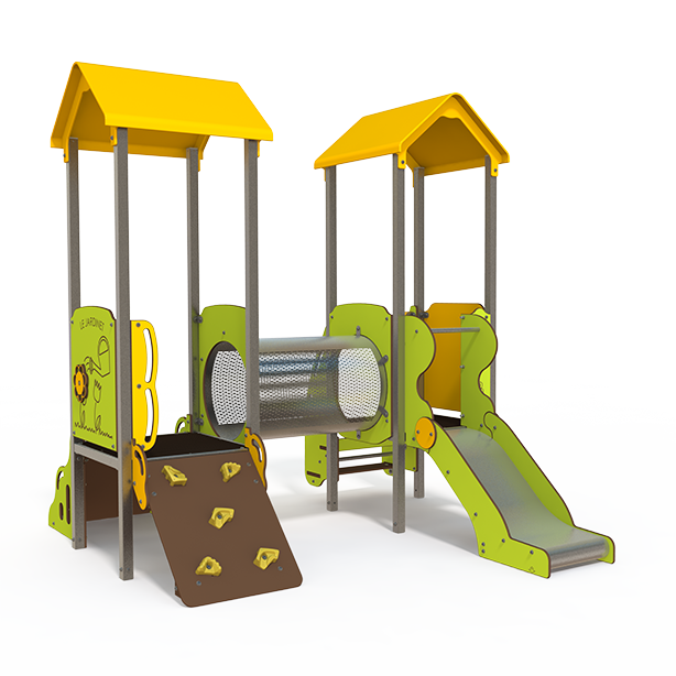 Osmoz steel multiplay unit with themed panels, slides and climbing activities OS 06-2005