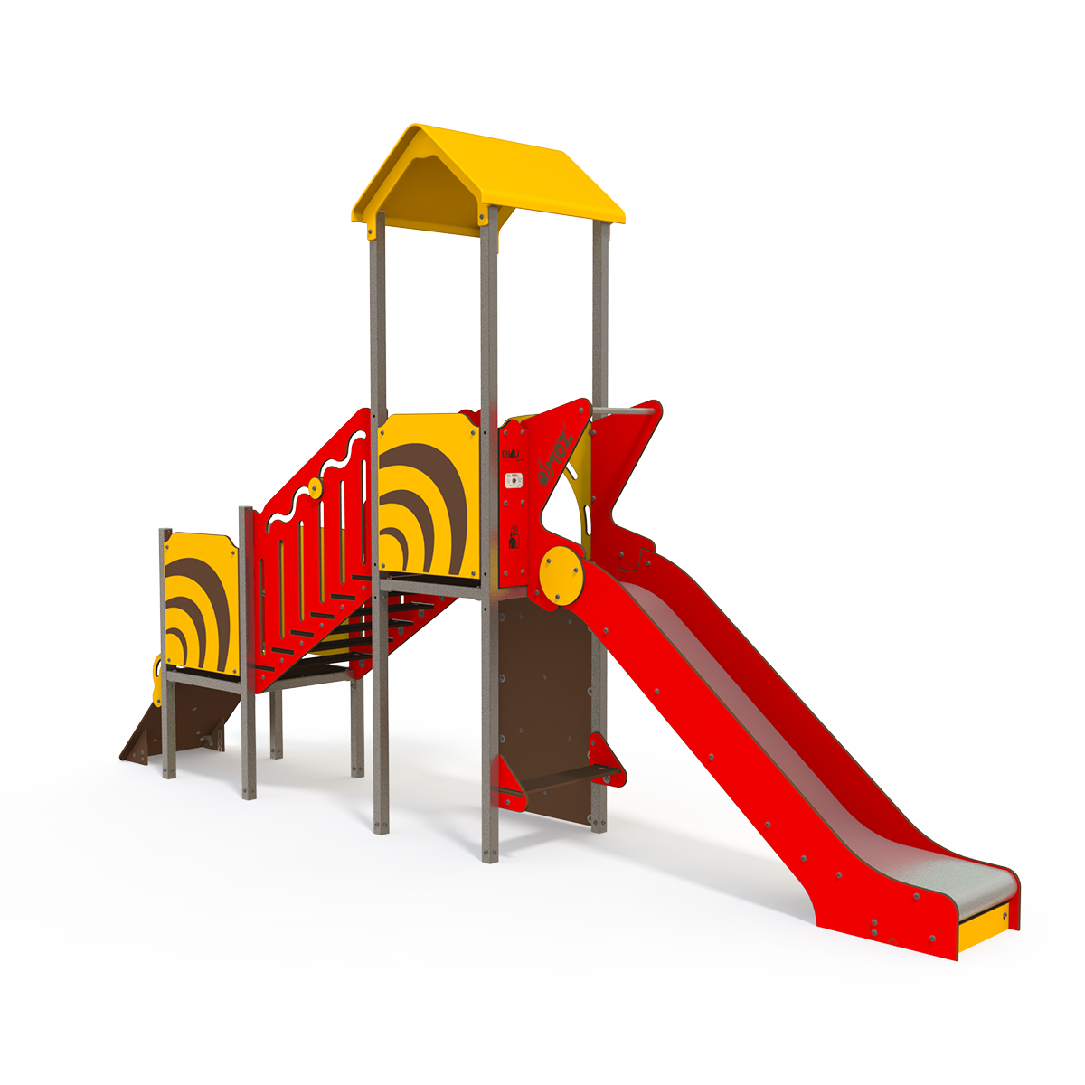 Osmoz steel multiplay unit with slides, climbing activities and themed panels OS 12-2014