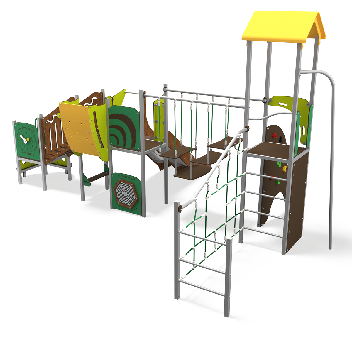 Osmoz steel multiplay unit with slides, climbing activities and themed panels OS 15-3003
