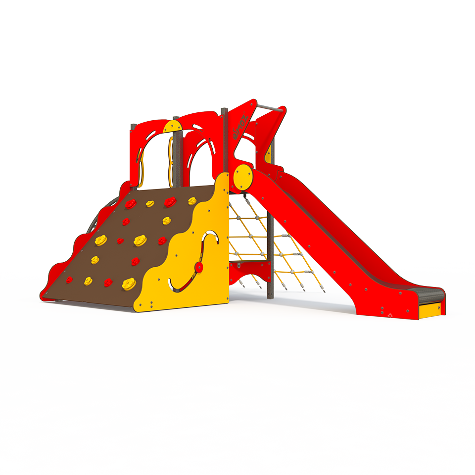 The OS 12-1010 is an Osmoz steel multiplay unit designed for children aged 3–12 years. It features themed panels, slides, and climbing activities to encourage active play and imaginative adventures.