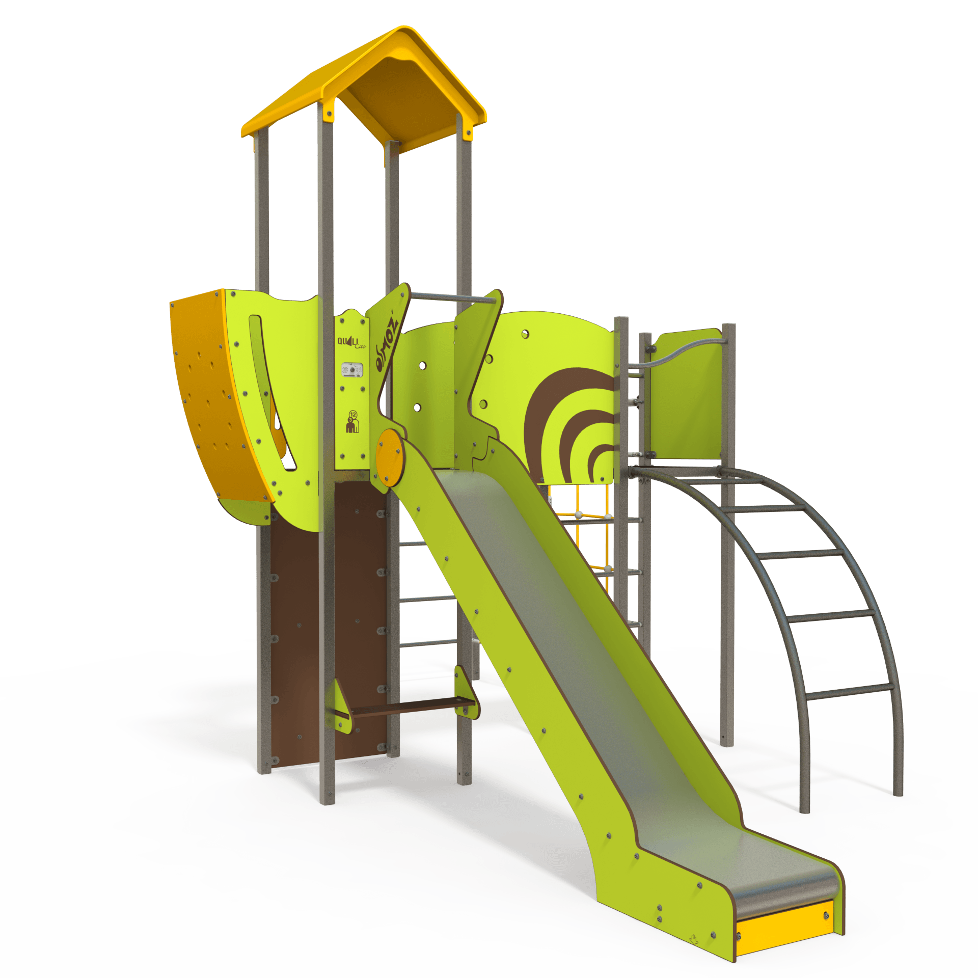 The OS 15-2002 Osmoz steel multiplay unit offers themed panels, slides and climbing activities for children aged 3 to 12. Durable and engaging, it encourages active play and social interaction in outd