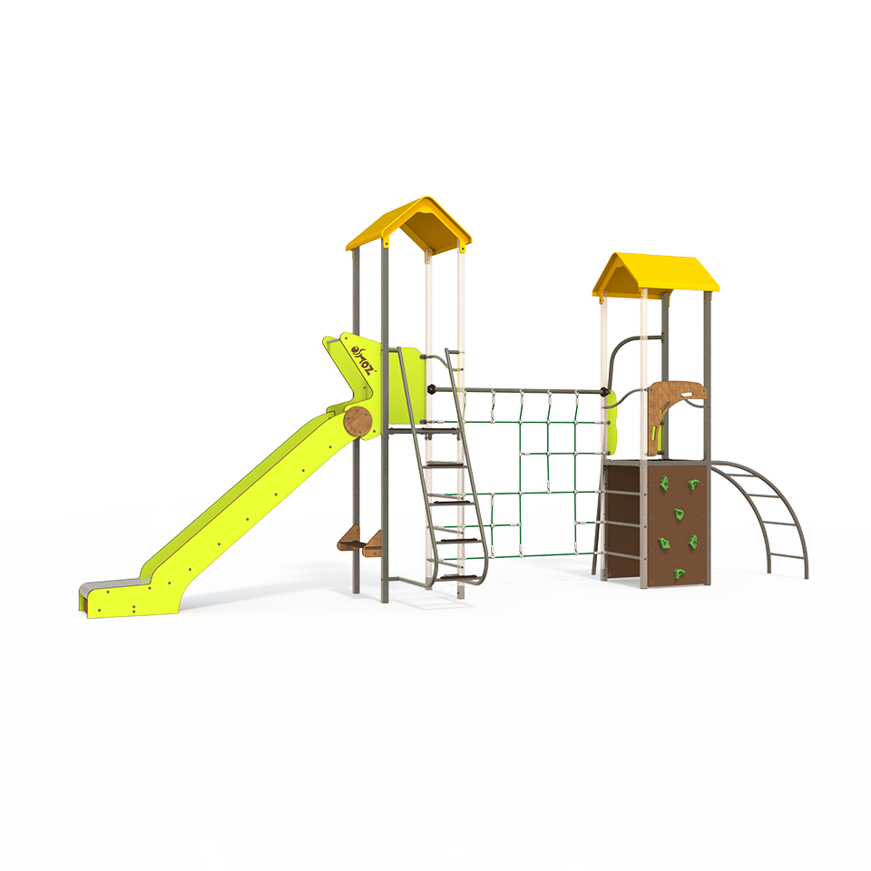 The OS 15-2003 Osmoz steel multiplay unit offers climbing, slides and themed panels for children aged 3–12 years. Durable and engaging for playgrounds.